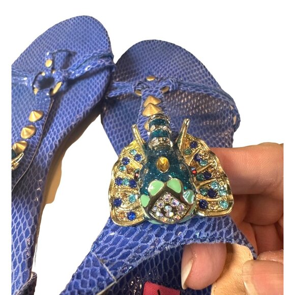 Vintage Betsey Johnson Kahluua Blue Elephant Sandals Rhinestone Elephant Ornamen - Picture 11 of 11